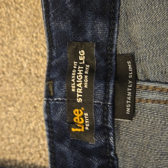 Lee Petite Relaxed Fit Straight Leg High Rise Dark Blue Jeans Womens Size 6P - Picture 5 of 6